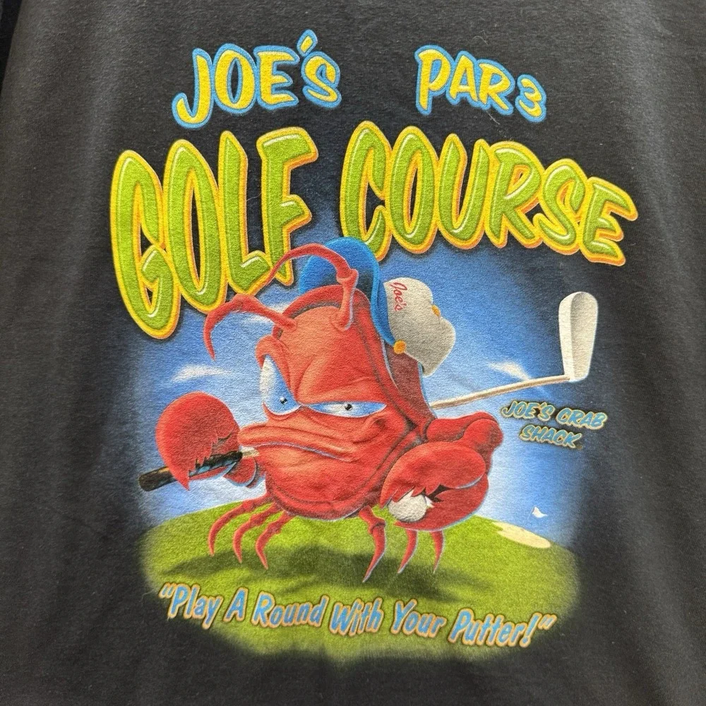 Vintage Joes Crab Shack Shirt Adult‎ 2XL XXL Black Crewneck Grunge 90s Y2K Golf